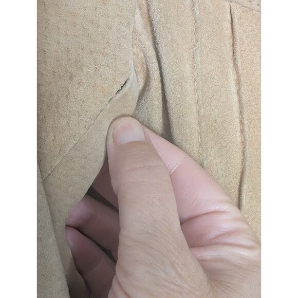 VINTAGE Sears PennyLane Tan Suede Leather LambswoolSherpa TieWaist Coat Jacket - Picture 16 of 16